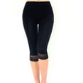 thumbnail image 1 of LiangRou Women's Ultra Thin Stretch Cropped Leggings Black Lace Trim M, 1 of 8