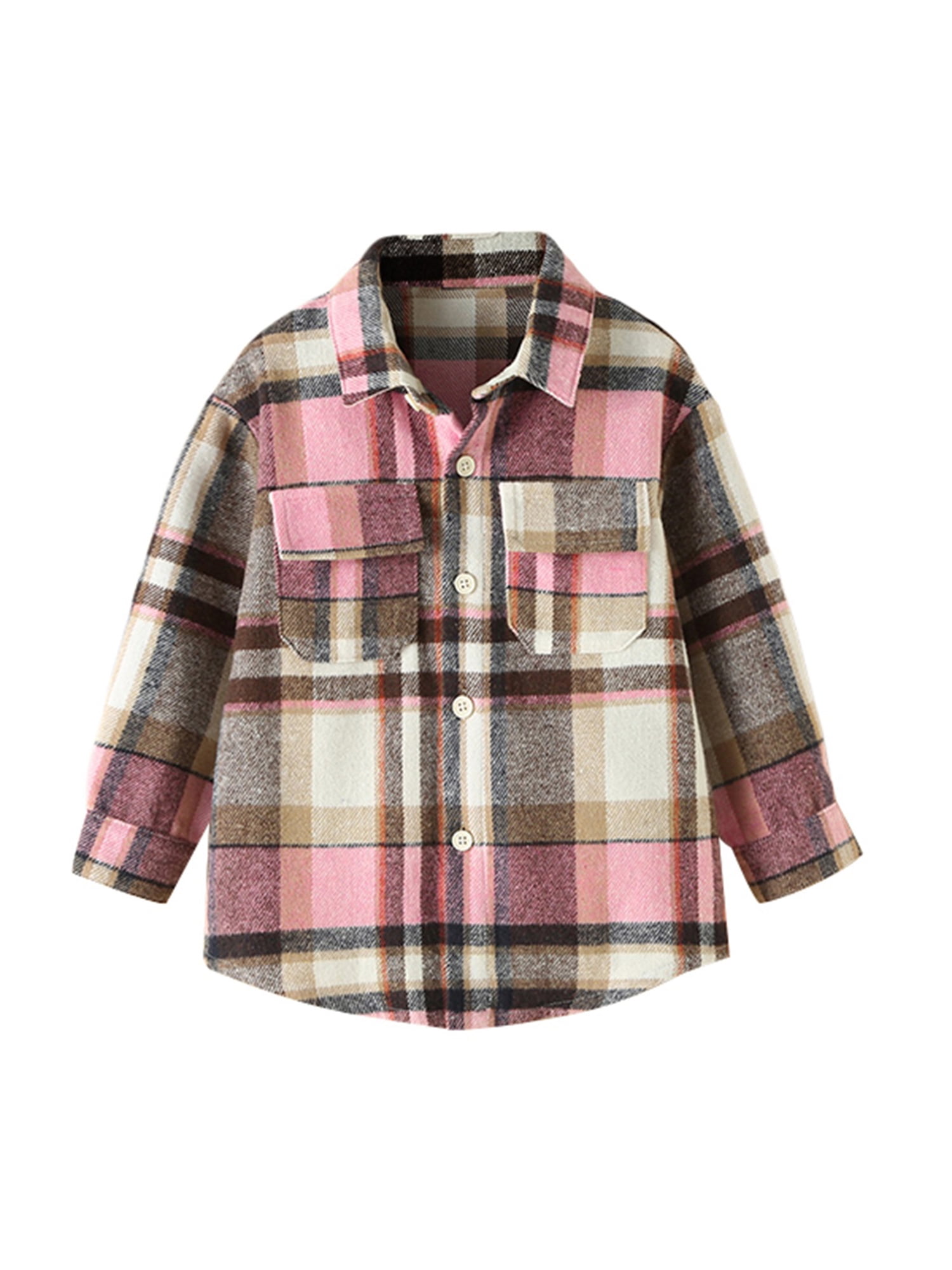 Outerwear Coats Kids Little Boys Girls Baby Long Sleeve Button Down Plaid Flannel Shirt Top Jacket