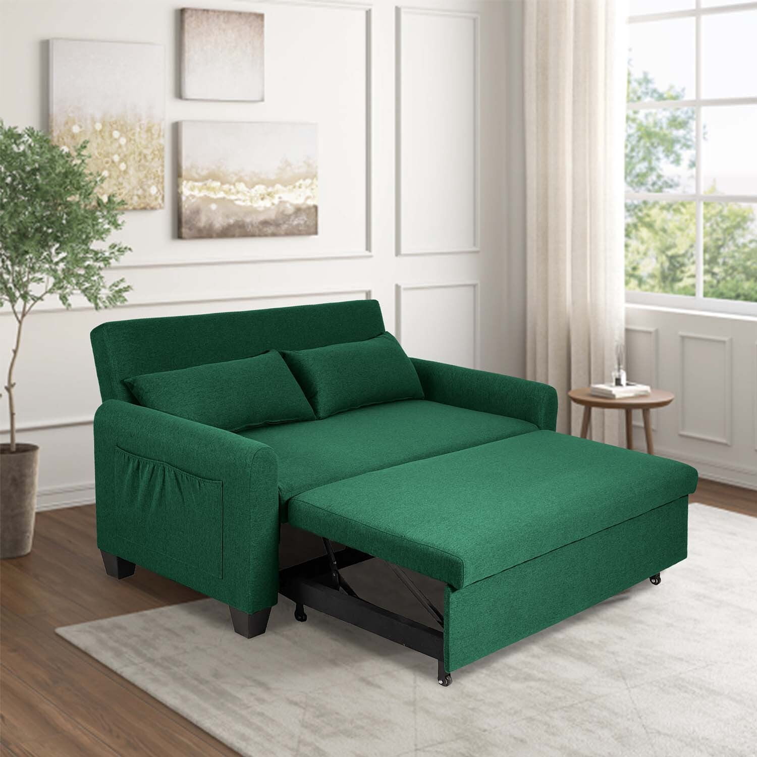 Liangfu 60 inch Convertible Sofa Bed with Adjustable Backrest, Pull