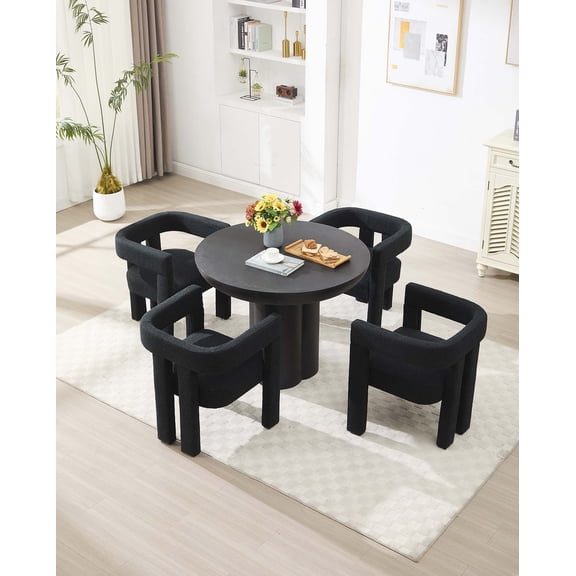 Liangfu Modern Barrel - Back Accent Chair Set of 2 for Living/Dining Room, Stylish & Sturdy Black