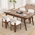 thumbnail image 1 of Liangfu Set of 2 Ergonomic Wood Dining room Chairs Living room Chairs with Thick Cushion, 300LBS Capacity - Comfortable Curved Backrest, Breathable Fabric White+Brown Leg, 1 of 12