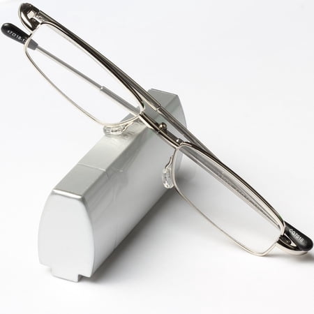 Liansan Fashion Unisex Folding Stretching Reading Glasses, Silver, +3.50