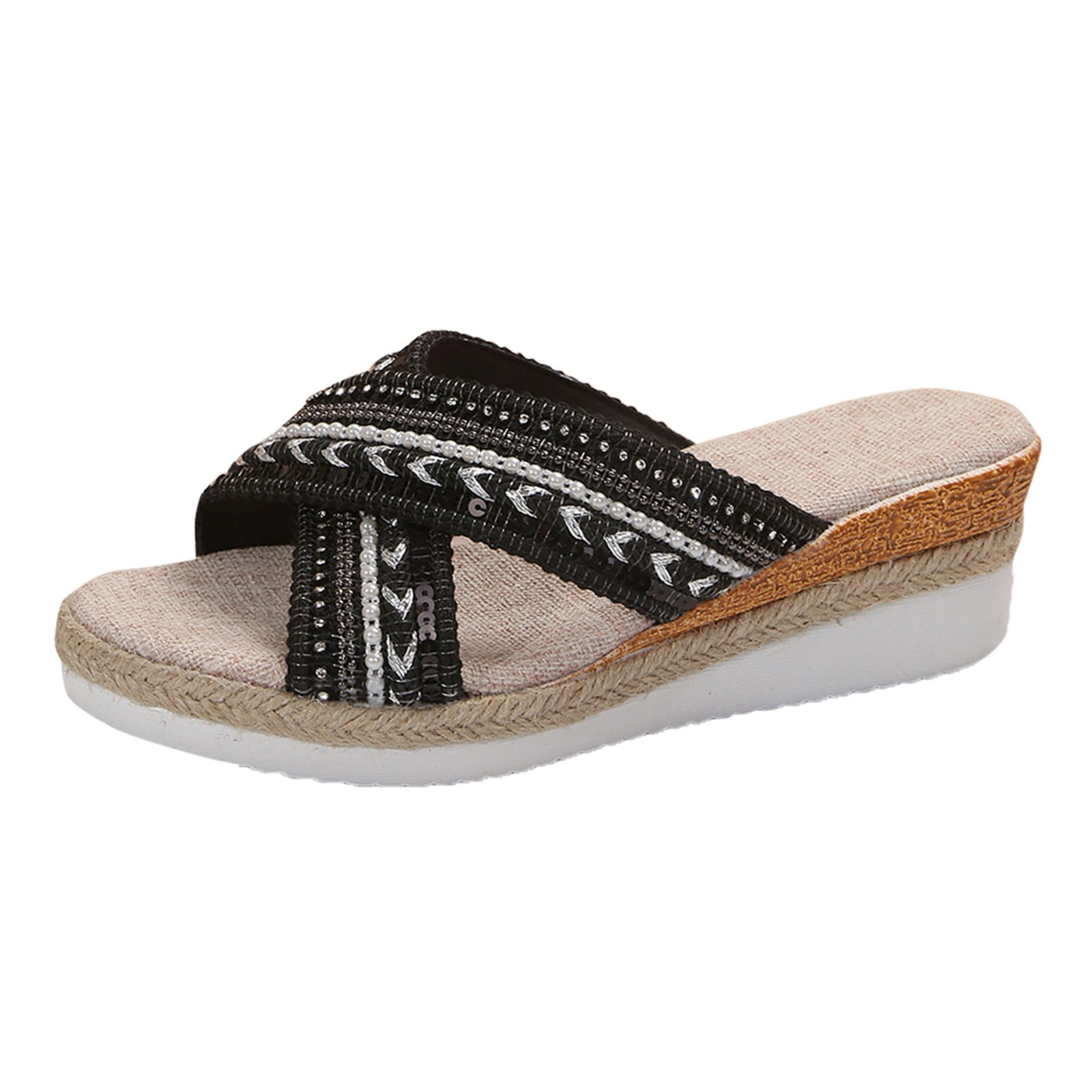 Liaosiiii Women's Summer Fashion Thick Bottom Slope Heel Ethnic Cool