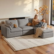 Liaroo 108" Cloud Sectional Couches, Boneless Couch for Living Room, Convertible L-Shape Couch with Ottoman, Chenille Modular Sofa No Assembly Required