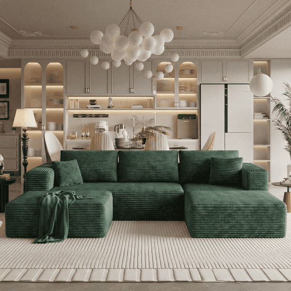 Liaroo 108" Sectional Couch, Boneless Couch Cloud Sofa, No Assembly Required Modular Couch U-shaped Couch for Living Room