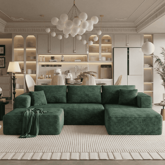 Liaroo 108" Sectional Couch, Boneless Couch Cloud Sofa, No Assembly Required Modular Couch U-shaped Couch for Living Room