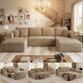 thumbnail image 1 of 134.7" Sectional Sofa, Boneless Couch, U-Shaped Couches with Chaise No Assembly Required Modular Cloud Sofa for Living Room Apartment Theater Room, 1 of 13