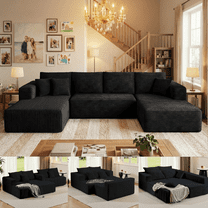 Liaroo 134.7" Sectional Sofa, Boneless Couch, U-Shaped Couches with Chaise No Assembly Required Modular Cloud Sofa for Living Room Apartment Theater Room