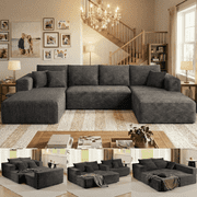 134.7" Sectional Sofa, Boneless Couch, U-Shaped Couches with Chaise No Assembly Required Modular Cloud Sofa for Living Room Apartment Theater Room