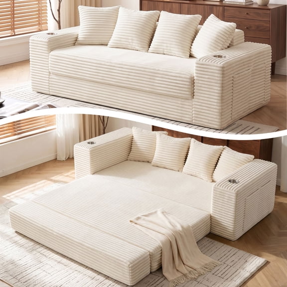 Liaroo 78" Loveseat BonelessConvertible Sofa Bed, Folding Floor Futon Sleeper Couch Bed, Pull Out Sofa with 4 Pillows for Living Room, Bedroom, No Assembly Required