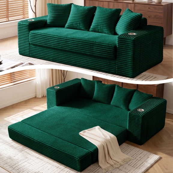 Liaroo 78" Loveseat BonelessConvertible Sofa Bed, Folding Floor Futon Sleeper Couch Bed, Pull Out Sofa with 4 Pillows for Living Room, Bedroom, No Assembly Required