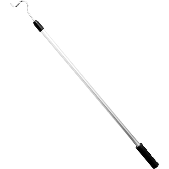 LibMal Homewares Shepherds Aluminium Pole with a 2.75-Inch Hook and Cushioned Handle, Lightweight, Extendable from 36 to 62-Inch, Silver 1 Pack