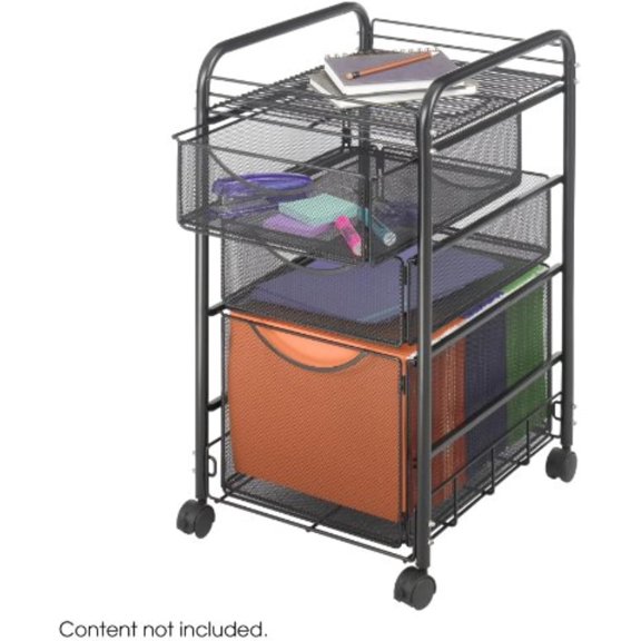 LibMal Onyx Rolling File Cart with Large File Drawer and 2 Supply Drawers, Fits Letter-Size Hanging Folders, Durable Steel Construction