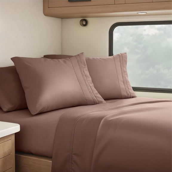 LibMal RV Queen Sheets, 6 Piece RV Sheets Set - Hotel Luxury Sheets for RV Bunks, Super Soft Bedding Set, Short Queen,Chocolate Brown