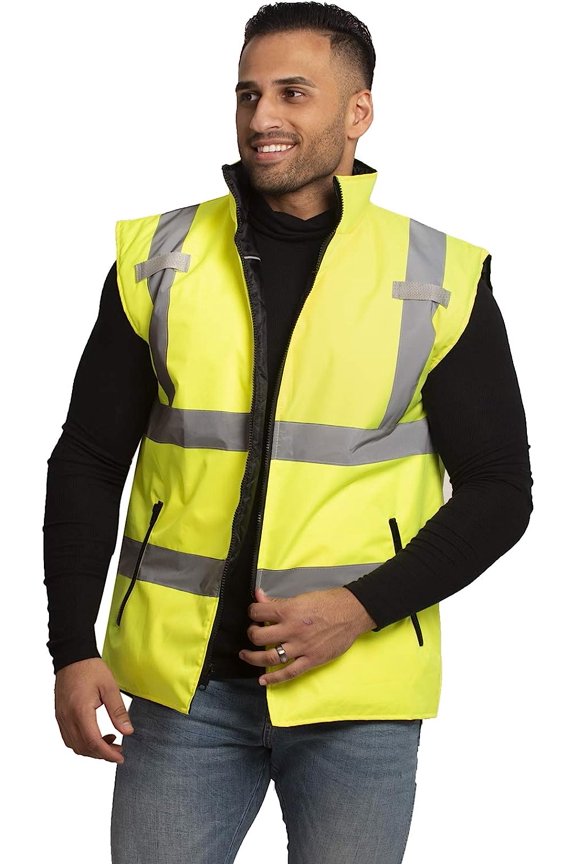 Reversible Insulated Safety Vest, ANSI/ISEA 107-2020 Compliant Reflective Work Full Zipper