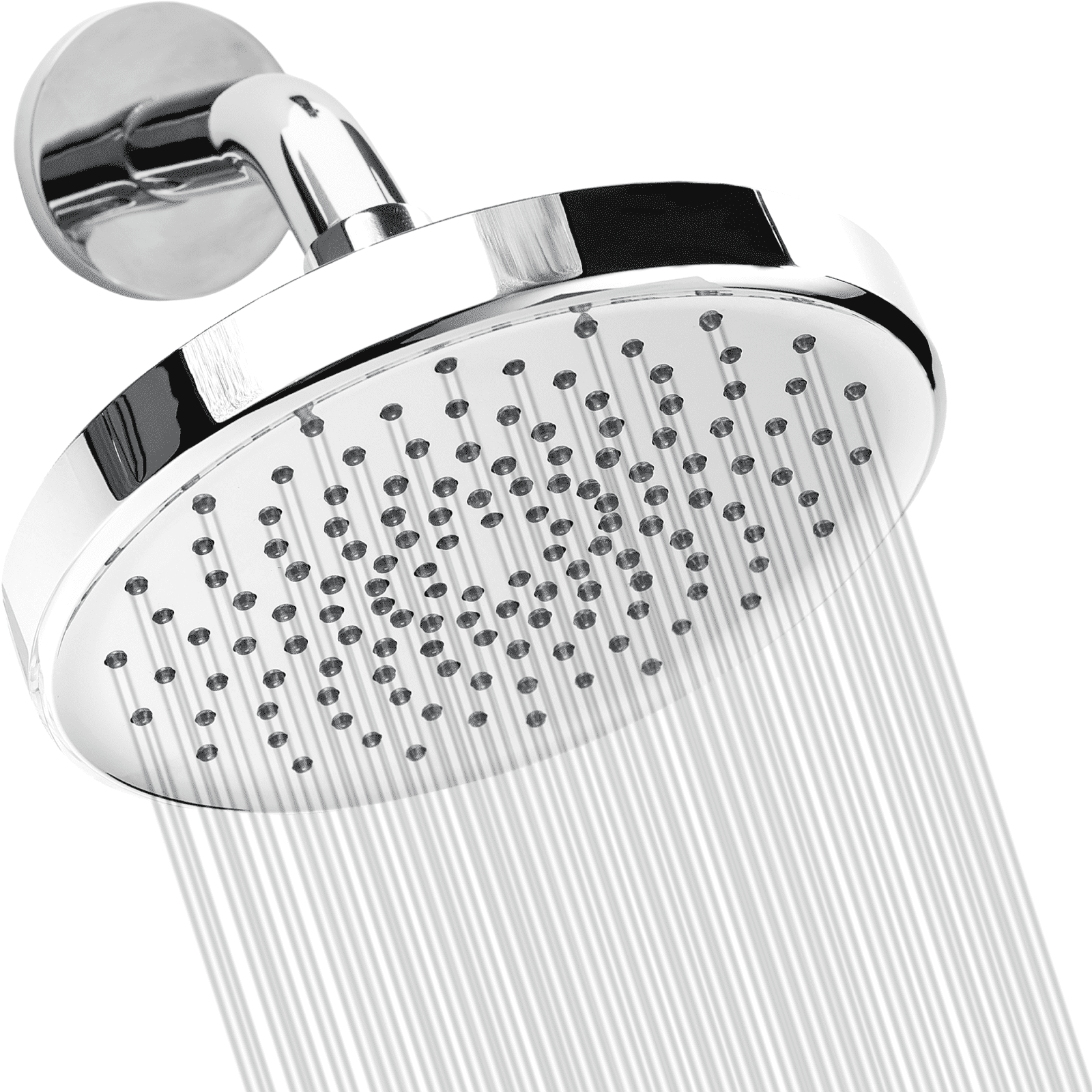 Liba 6" High Pressure Shower Head  Brass Ball Joint, Plated Face, Silicone Nozzles  Bathroom Fixture