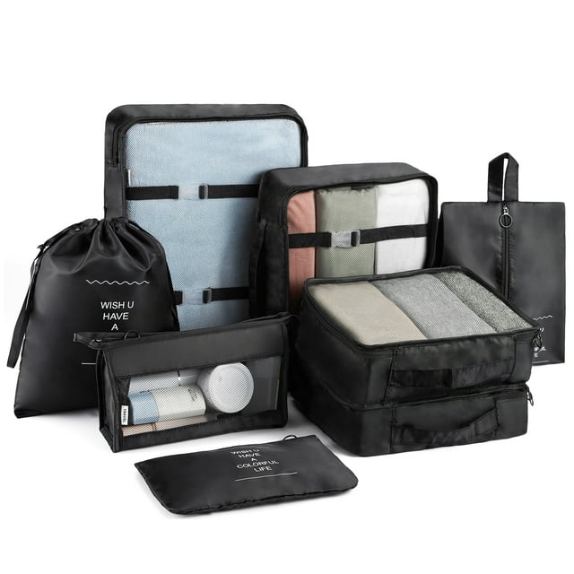 Liba 8 Pcs Set Packing Cubes for Luggage, Portable Lightweight