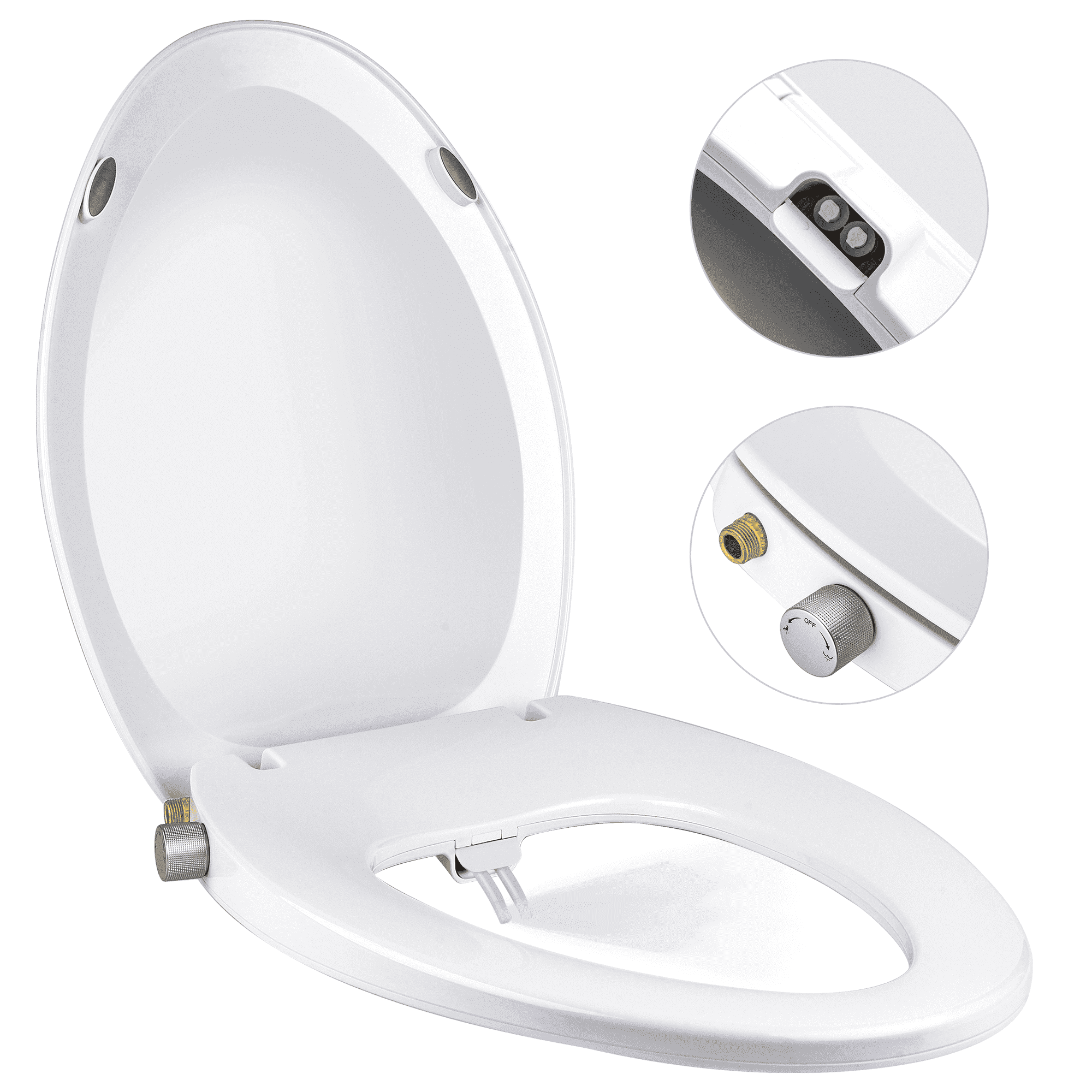 Liba Dual Nozzle Non-Electric Bidet Toilet Seat with Self-Cleaning Function, White