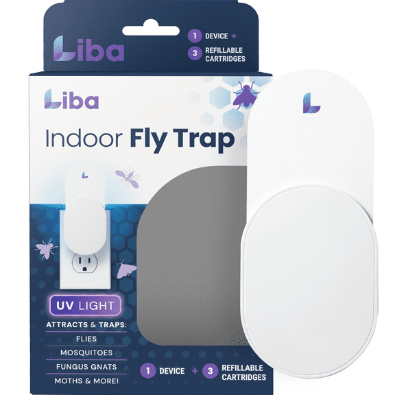 Liba Uv Light Fruit Fly Trap for Indoor Use, Adhesive Backing, 3 Refills