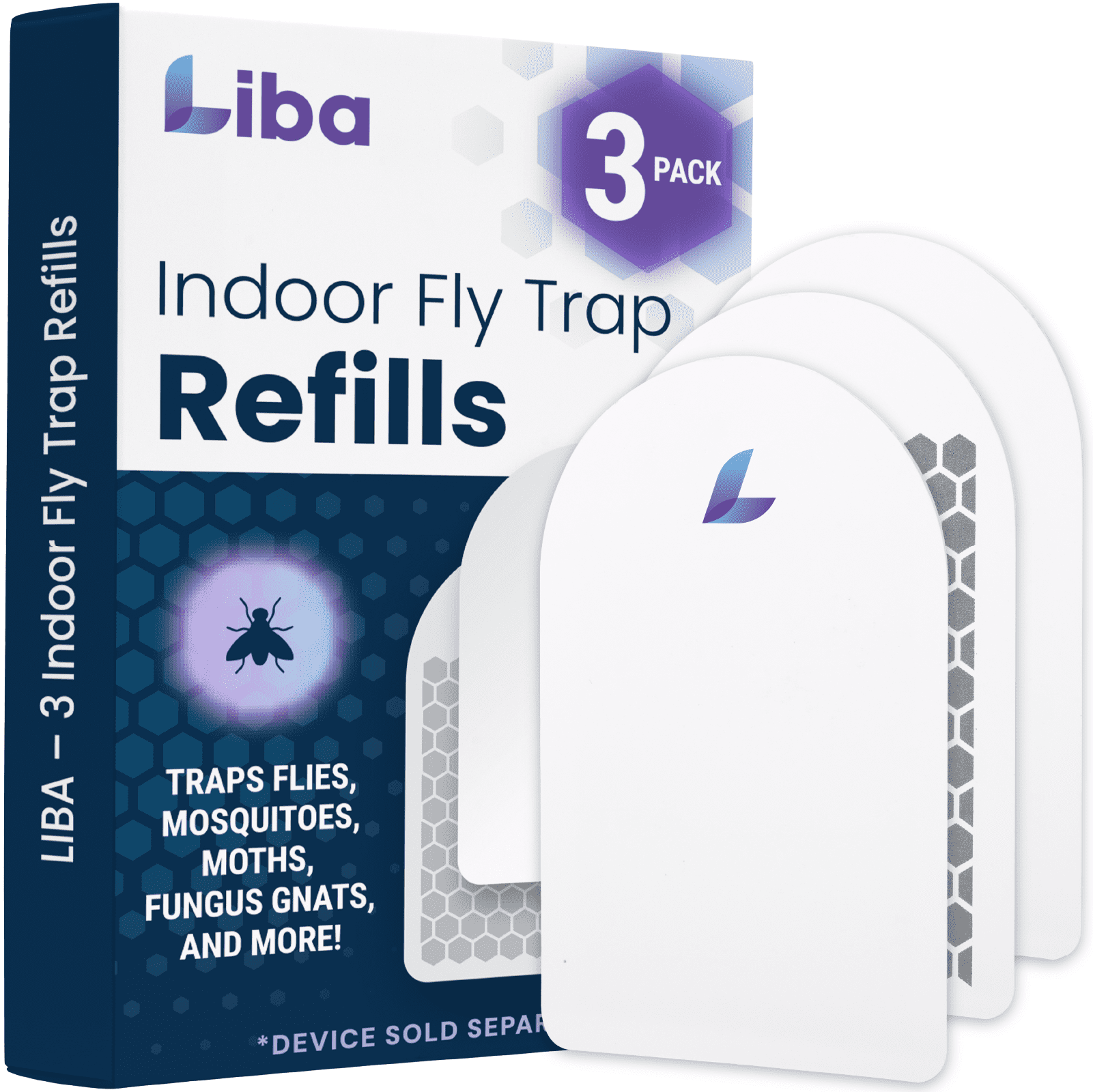 Liba Fly Trap Refills, Chemical-Free Glue Boards for Indoor Insect Control, 3