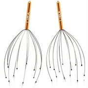 Liba Scalp Massager Tool (2-Pack) for a Rejuvenating Head Hair Scratcher Massage by LiBa. No Painful Scratches, Tangling, or Hair Pulling Wires w/Gentle Rubber Beads (Gold, 12 Wire)