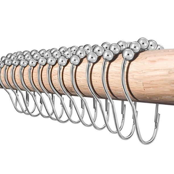 Liba Shower Curtain Rings Hooks Rustproof Stainless Steel Nickel Chrome
