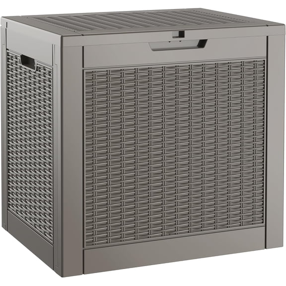 Libaa 31 Gallon Outdoor Storage Box, Resin Deck Boxes Indoor and outdoor, Waterproof Storage Box Lockable Lid for Garden Tools, Package Delivery, Pool Supplies, Patio Cushions, Grey