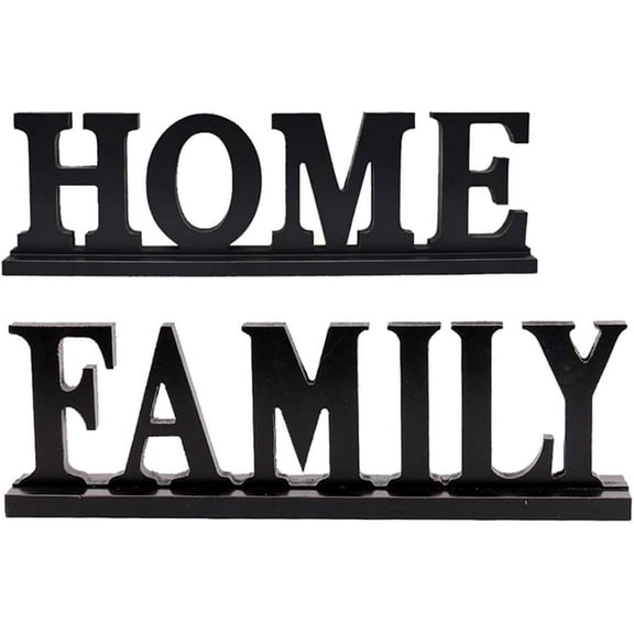 Libaa Wooden Family Sign - Free Standing Home Decor Letter Sign Cut Out Tabletop Fireplace Mantel Centerpiece Decoration