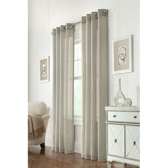 Libaas Semi Sheer Linen Blend Curtain Panel 52" x 84" in Linen