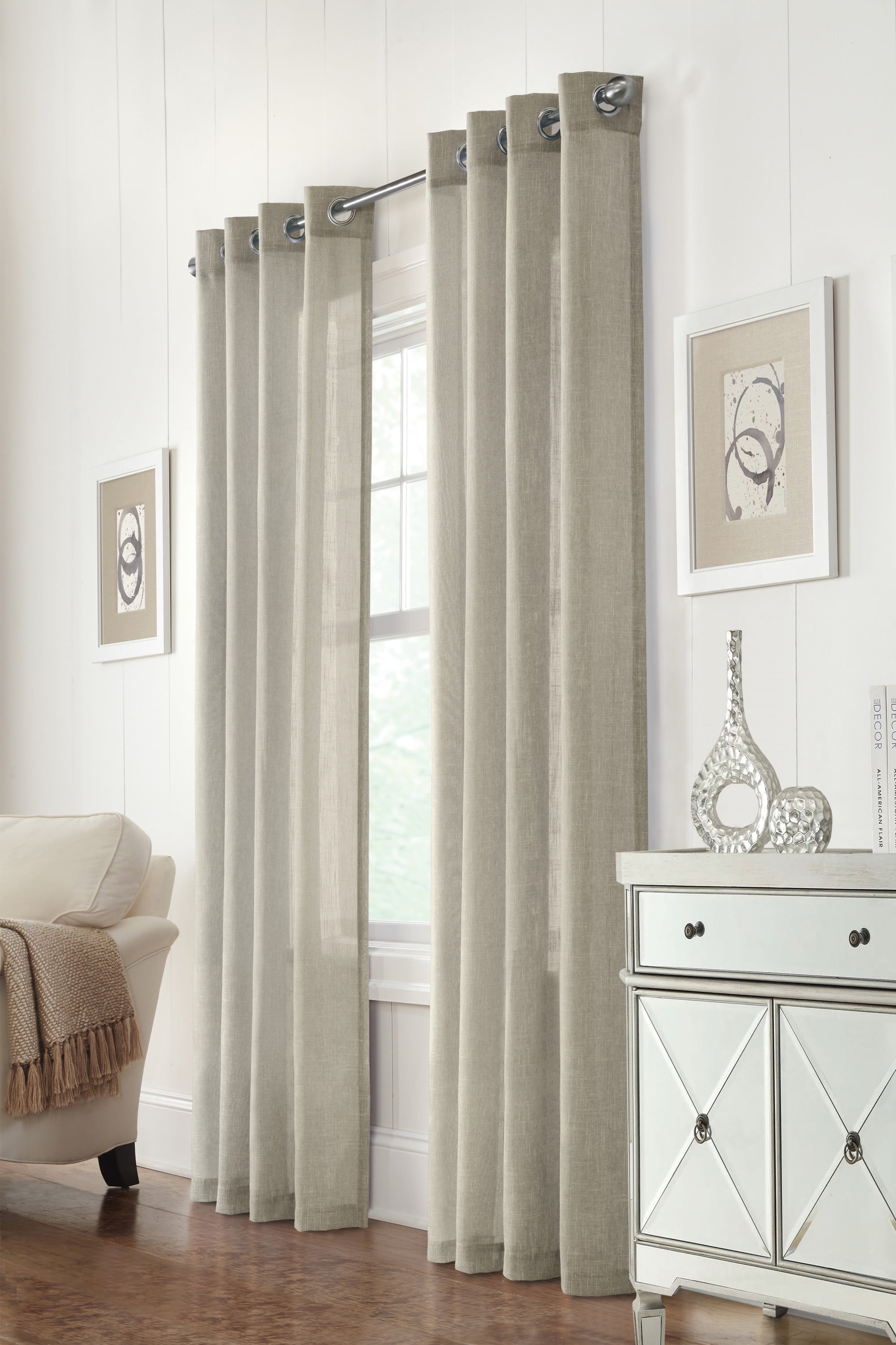 Libaas Semi Sheer Linen Blend Curtain Panel 52" x 95" in Linen