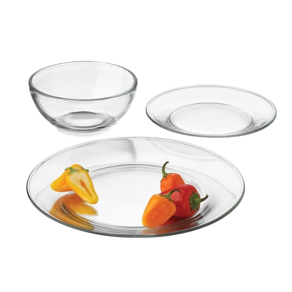 Libbey 12Piece Clear Glass Round Dinnerware Set, Service for 4