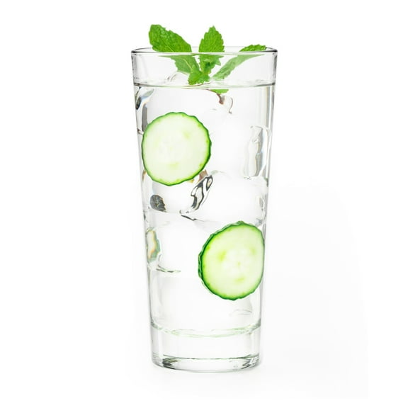 Libbey 15715 Endeavor DuraTuff Stackable Drinking Glasses, 16 oz, Clear Drinking Glasses Set of 12, Modern Cooler Glassware Set for Soda, Tea and Beverages