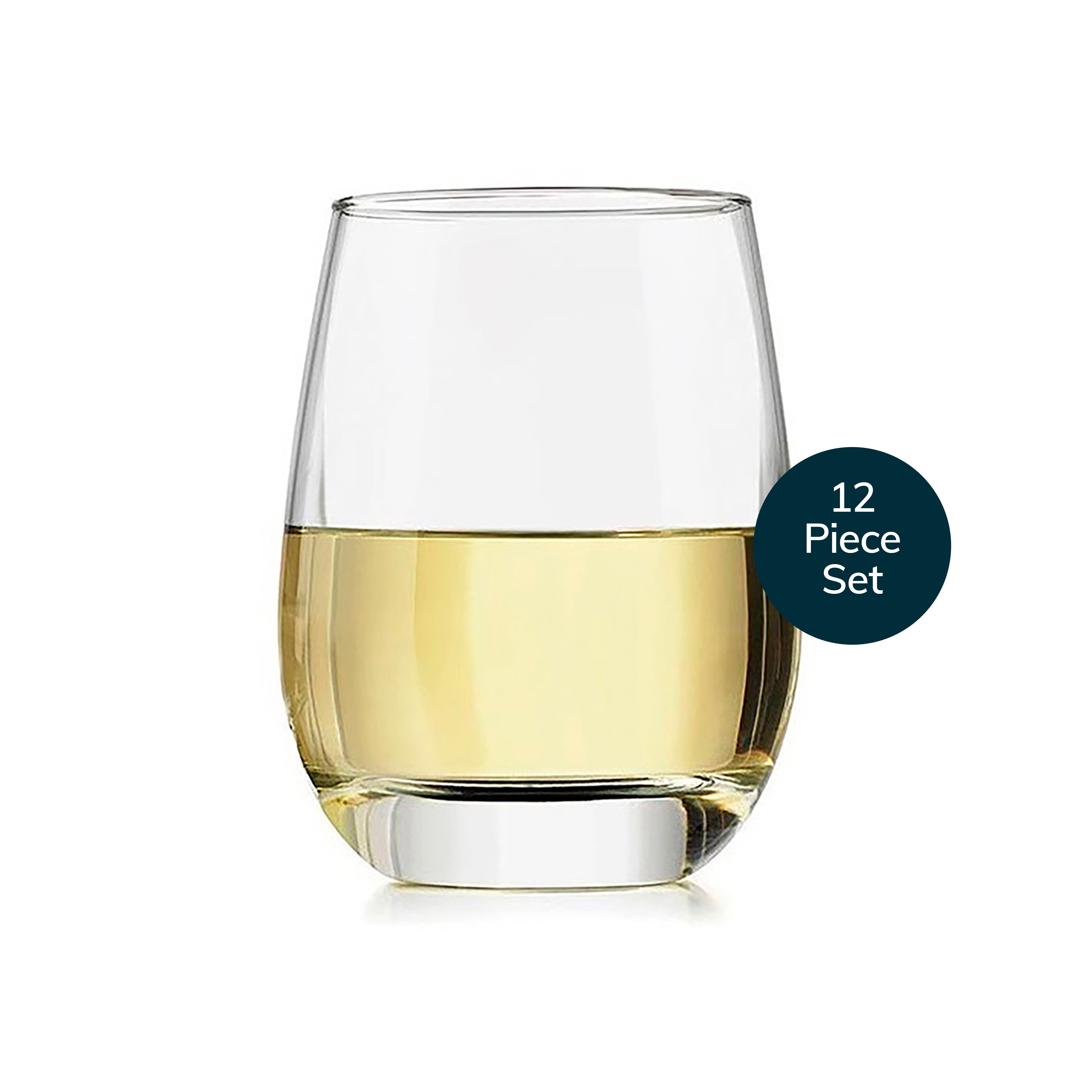 Clear Stemless Glasses Set, 15.25 Ounce, Set of 12