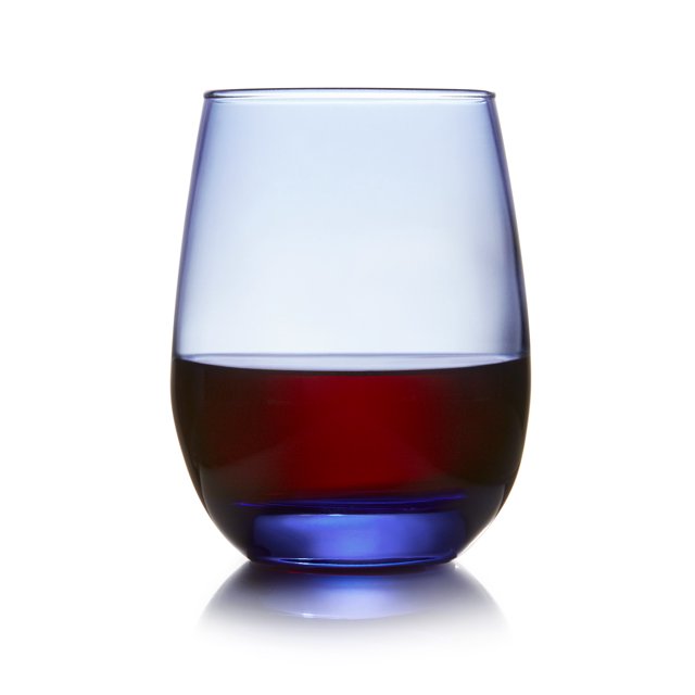 Libbey 231L Stemless Wine Glasses Set of 12, Tidal Blue, Restaurant Quality Red and White Wine Glasses, Drinking Glasses Set for Large Gatherings