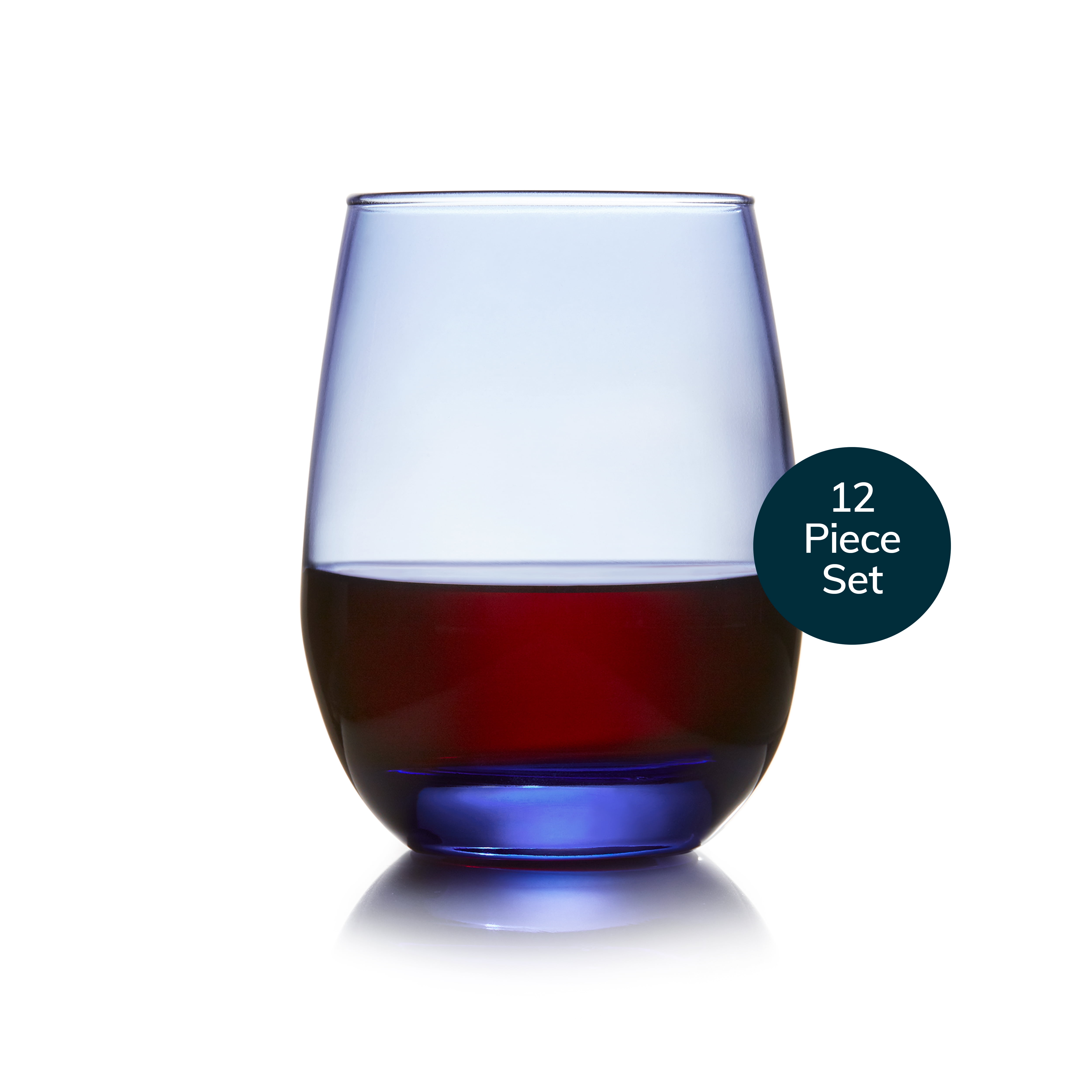 Tidal Blue 15.25 oz Stemless Wine Glass Set of 12
