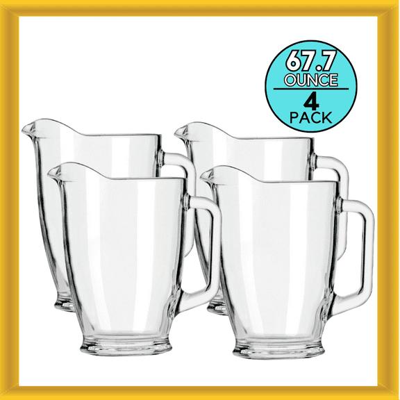 Libbey 67.7 Ounce Clear Tempered Glass Durable Round Pitcher (4 Pack in Set)