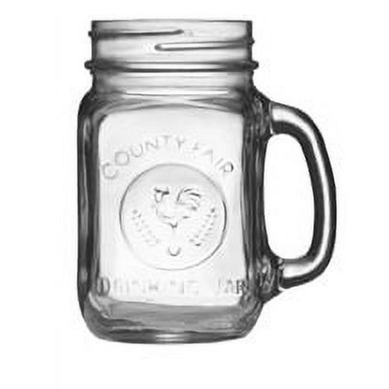 Libbey Country Fair 4-Piece Drinking Jar with Handle, 16.5-Ounce, Clear