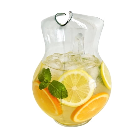 Libbey Acapulco Large Glass Pitcher Set of 2, 89 Oz, Clear, Tall Bubble Glass Pitchers with Handle, Durable Seam Design, Modern Pitcher Set for Iced Tea, Punch, and More