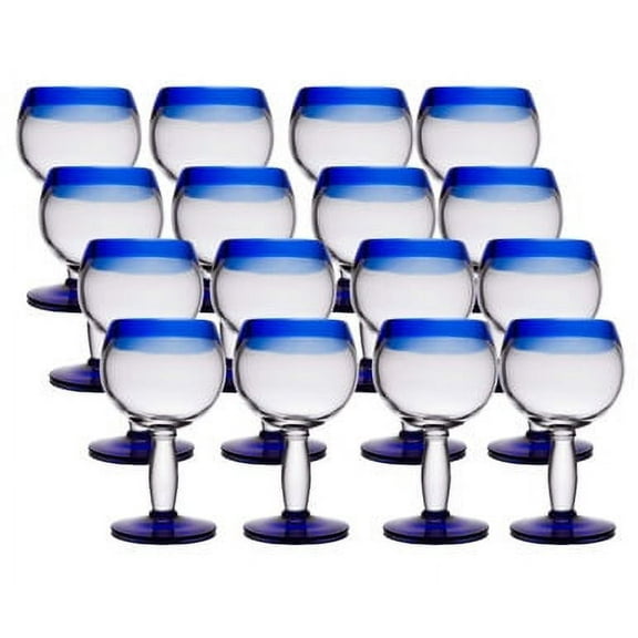 Libbey Aruba 16 oz Customizable Round Cocktail Glass with Cobalt Blue Rim & Base - 12/Case