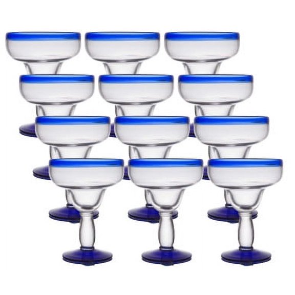 Libbey Aruba Margarita Glass, 16 oz with Cobalt Blue Rim and Base, 12/Case - Add Color to Your Margaritas