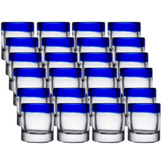 Libbey Aruba 2.5 oz Customizable Shot Glass with Cobalt Blue Rim - 24 per Case | Add a Splash of Blue to Your Shots