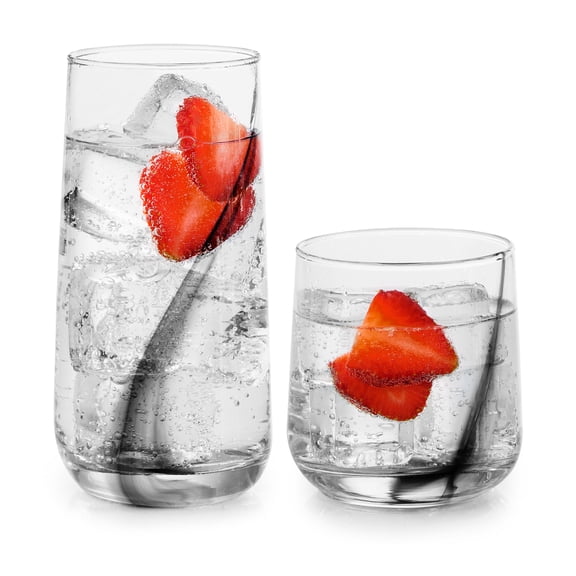 Libbey Ascent Black Ribbon 16 Piece Tumbler and Rocks Glass Set
