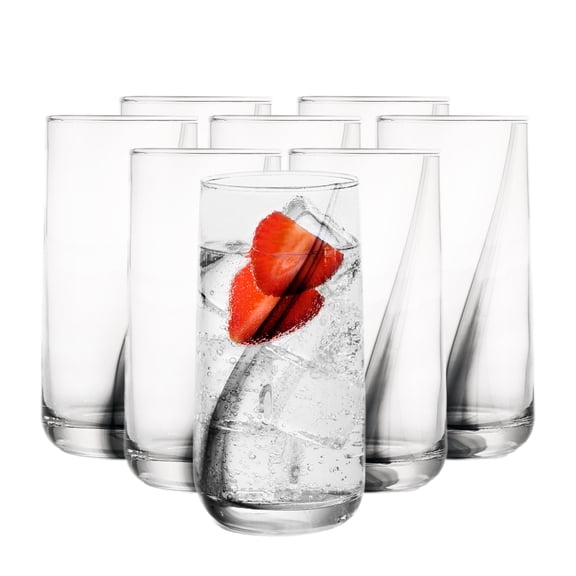 Libbey Ascent Black Ribbon Cooler Glasses, 16 ounce, Set of 8