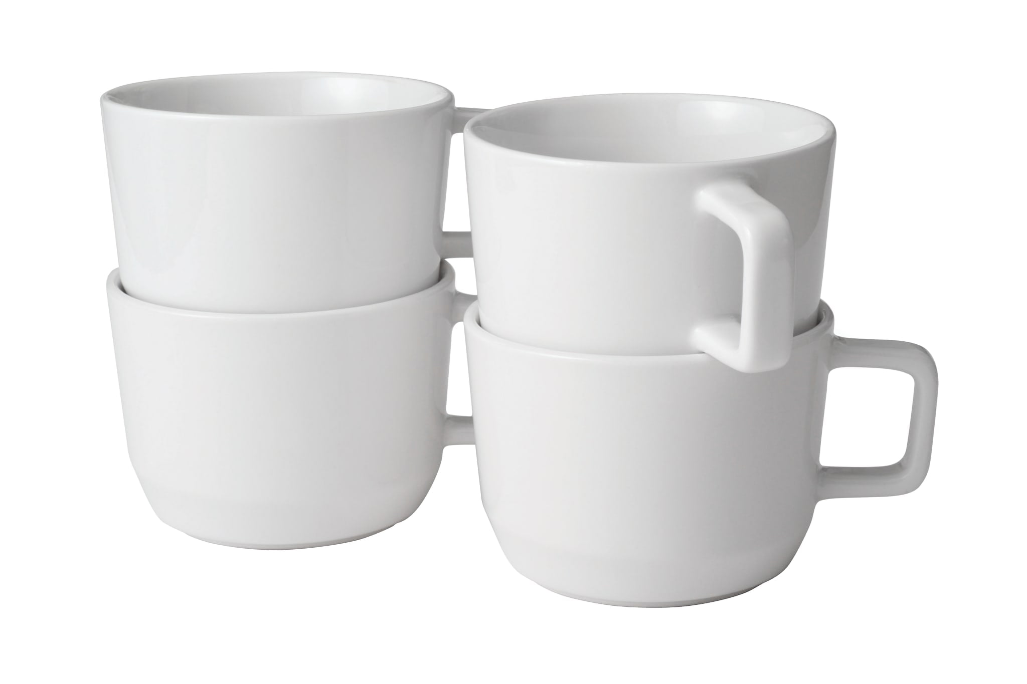 Austin White Ceramic 17.5-Ounce Stackable Coffee Mugs, Set of 4