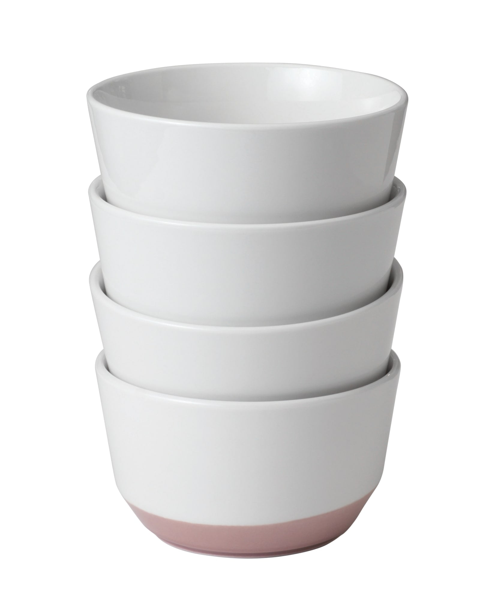 Austin Himalayan Salt Pink and White Ceramic Soup Salad Bowls, Set of 4
