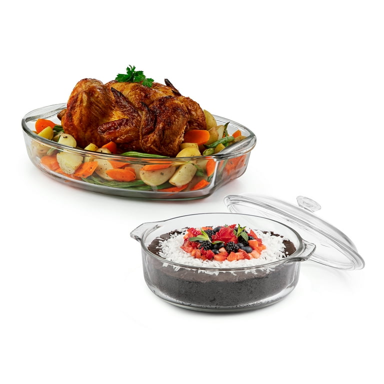 Glass Casserole Dish Covered Bakeware Libbey Baker's Basics Piece