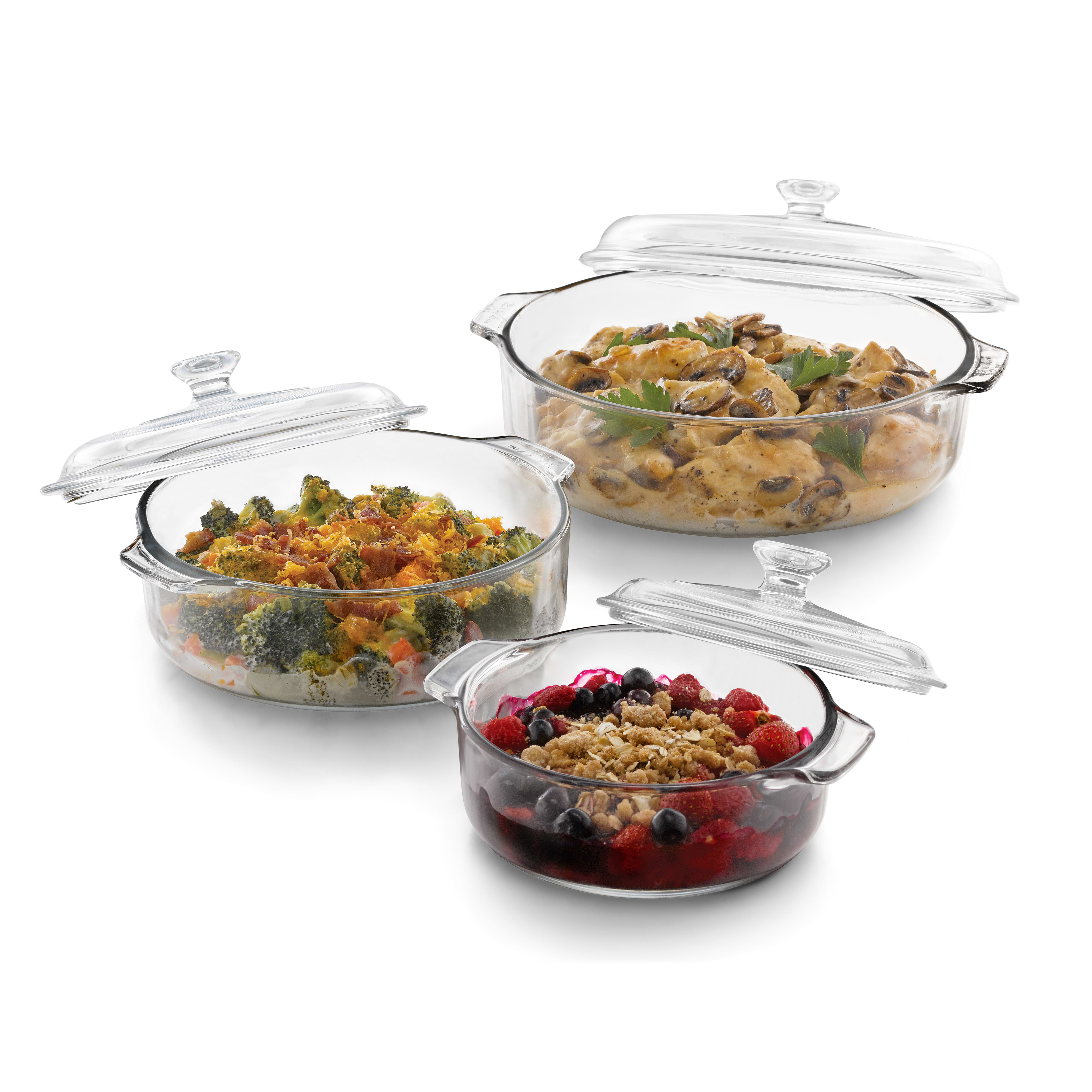 Libbey Baker's Basics 3-Piece Glass Casserole Baking Dish Set with Glass Covers - image 1 of 5