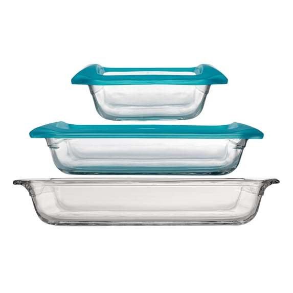 Libbey Baker’s Premium 5 Piece Glass Baking Dish Set, Stackable Casserole Dish with Lid Set, Baking Glassware for Casseroles, Lasagna, Brownies