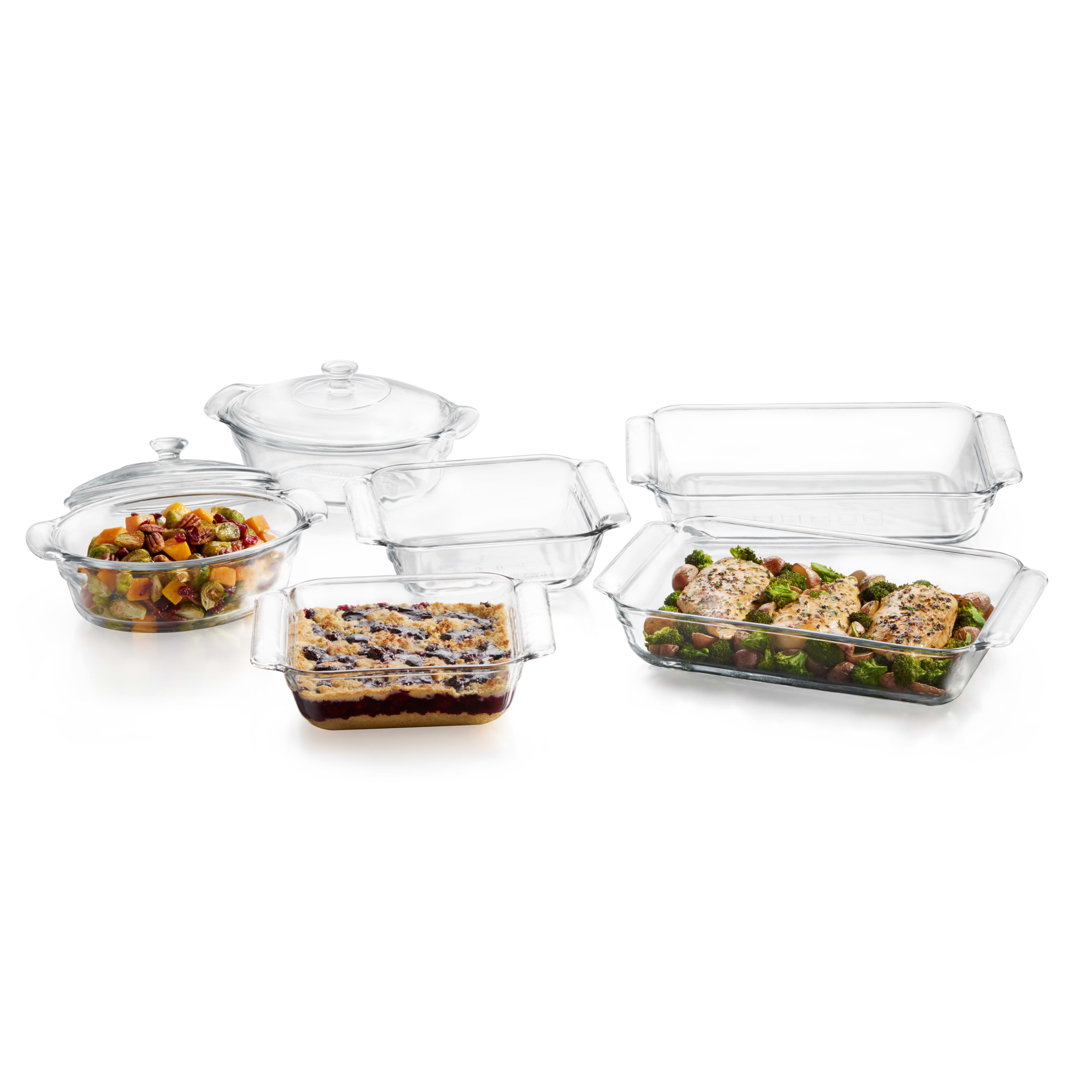 Libbey Baker's Basics 2-Piece Glass Casserole Baking Dish Set with Plastic Lids