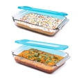 thumbnail image 1 of Libbey Baker’s Premium 9x13 Rectangle Glass Baking Dish Set of 2 with Lids, Stackable Bakeware with GreatGrip Handles and Plastic Covers, 1 of 7
